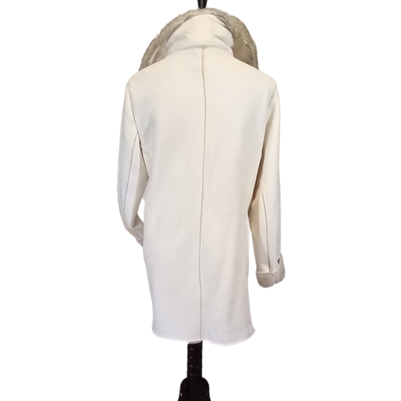 🏖️Soft Brushed Faux Suede w Faux Fur Lining Button Front Coat Size Large - Picture 6 of 13